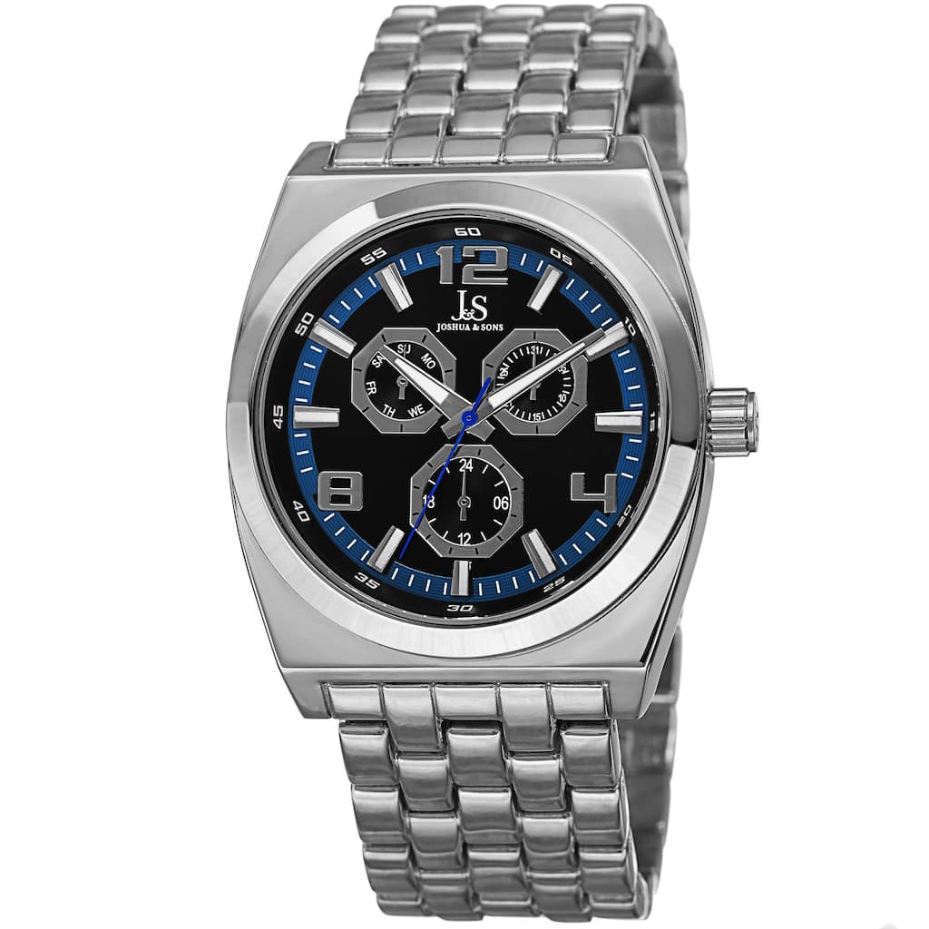 Joshua & Sons Men's Quartz Multifunction Alloy Blue Bracelet Watch