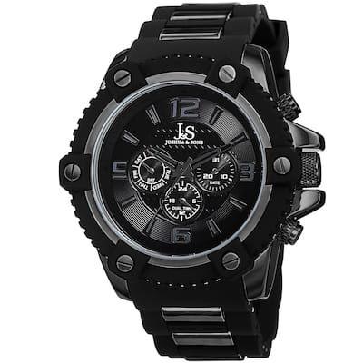 Joshua & Sons Men's Swiss Quartz Multifunction Dual-Time Sunray Dial Watch with Strap