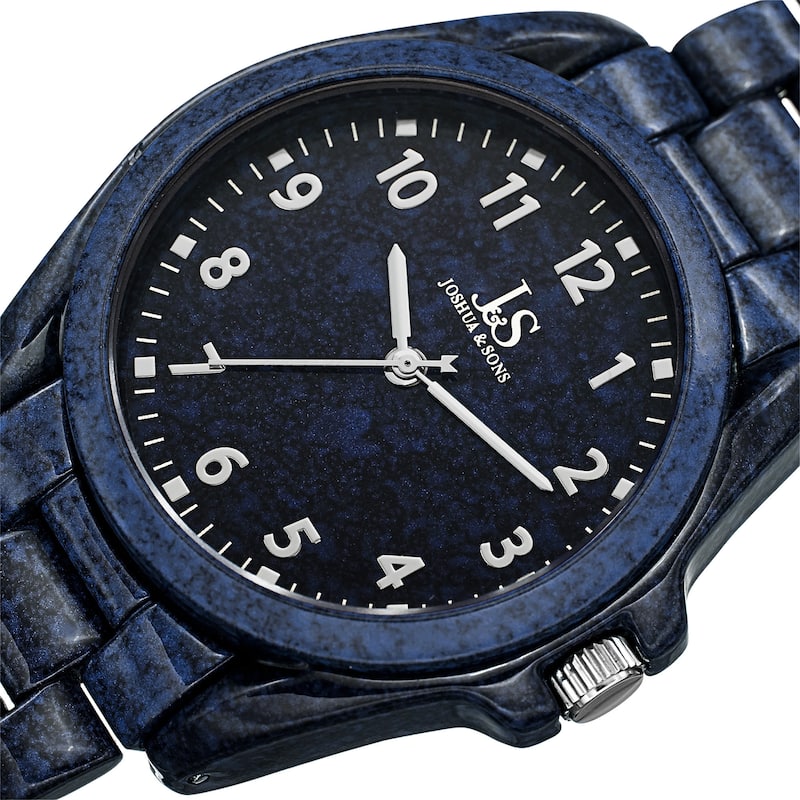 Joshua & Sons Men's Quartz Easy to Read Markers Spray Blue Bracelet Watch
