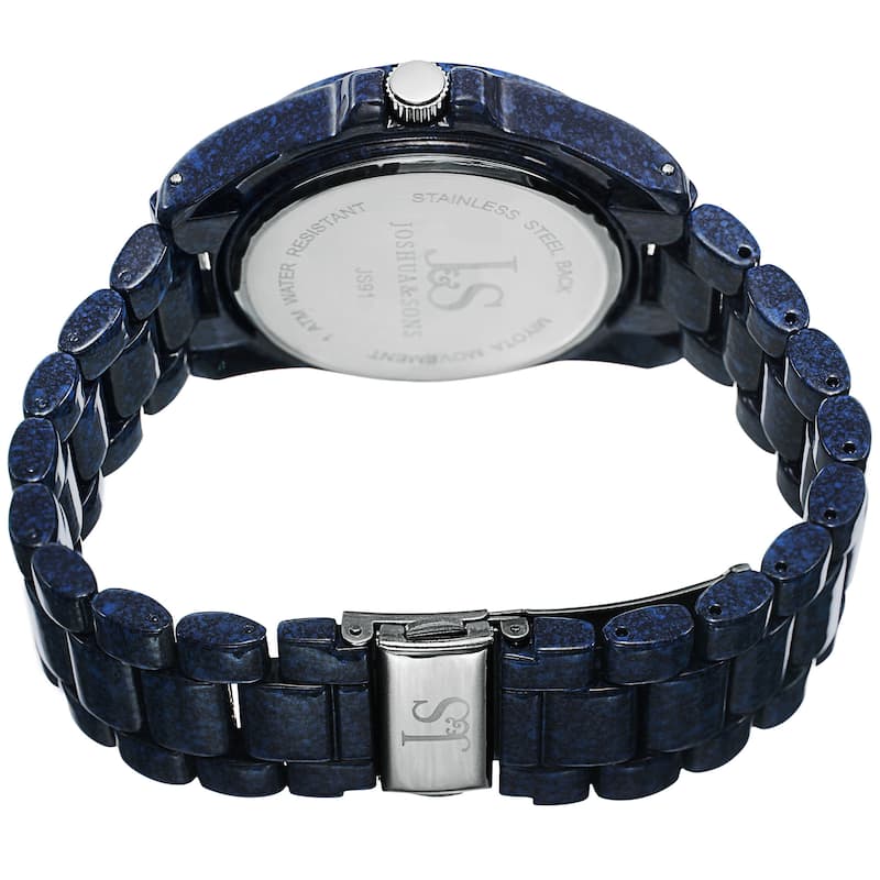 Joshua & Sons Men's Quartz Easy to Read Markers Spray Blue Bracelet Watch