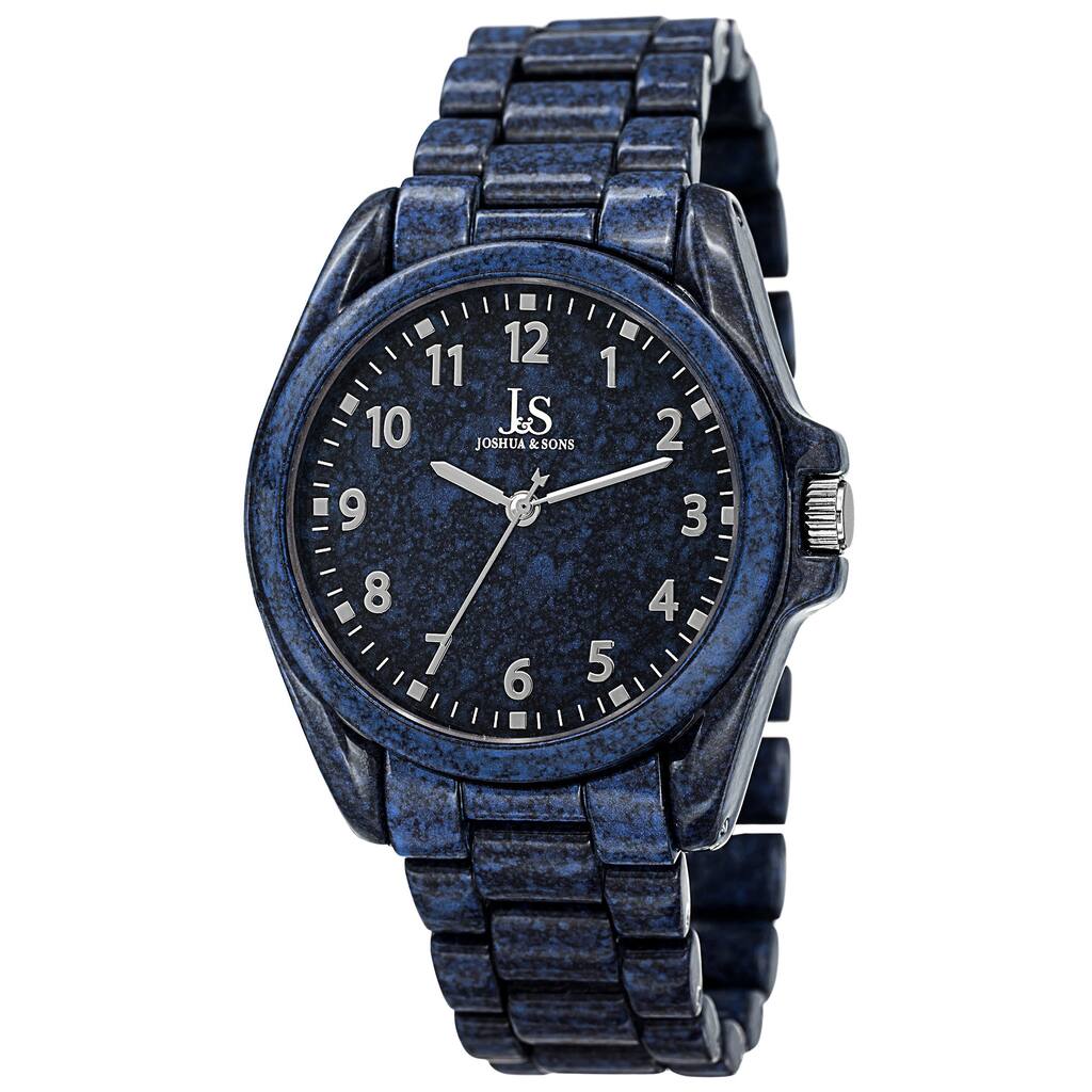 Joshua & Sons Men's Quartz Easy to Read Markers Spray Blue Bracelet Watch