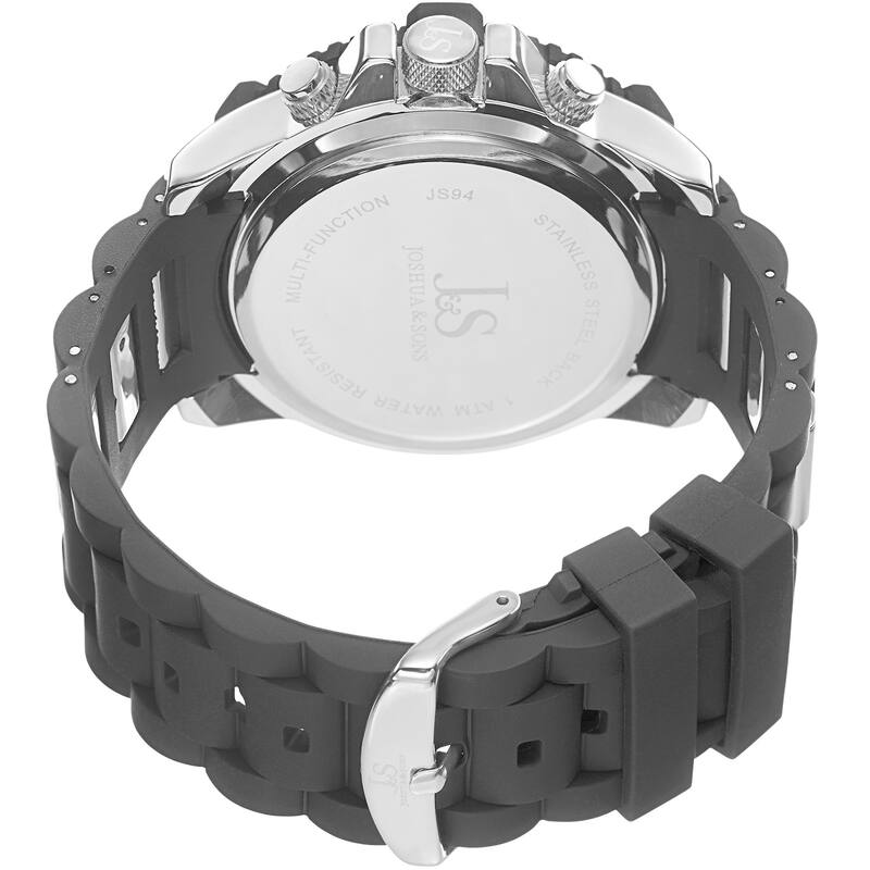 Joshua & Sons Men's Swiss Quartz Multifunction Dual-Time Sunray Dial Silver-Tone Strap Watch