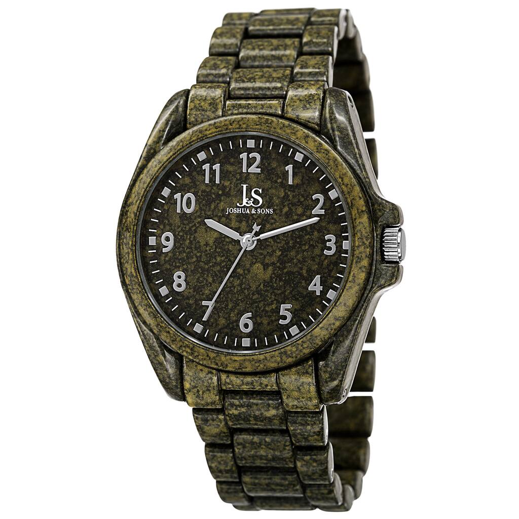 Joshua & Sons Men's Quartz Easy to Read Markers Spray Green Bracelet Watch