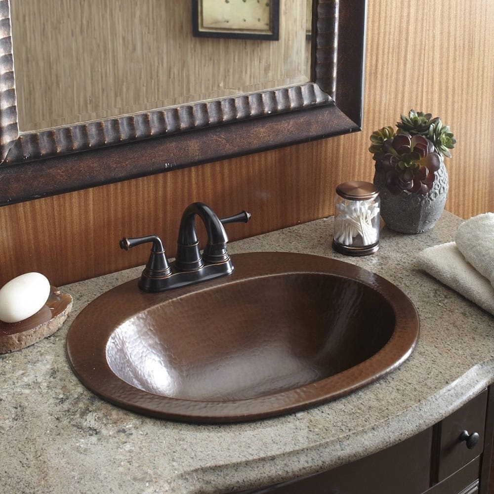 Sinkology Bathroom Sink 20 In Oval Drop In Faucet Holes Rustic Aged Copper Bathroom Sinks Sinks