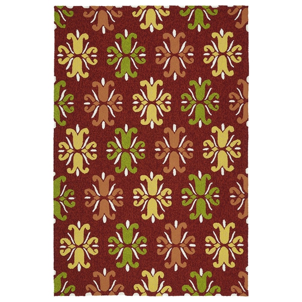 Indoor/ Outdoor Handmade Getaway Red Medallions Rug (2'0 x 3'0) - 2' x 3'