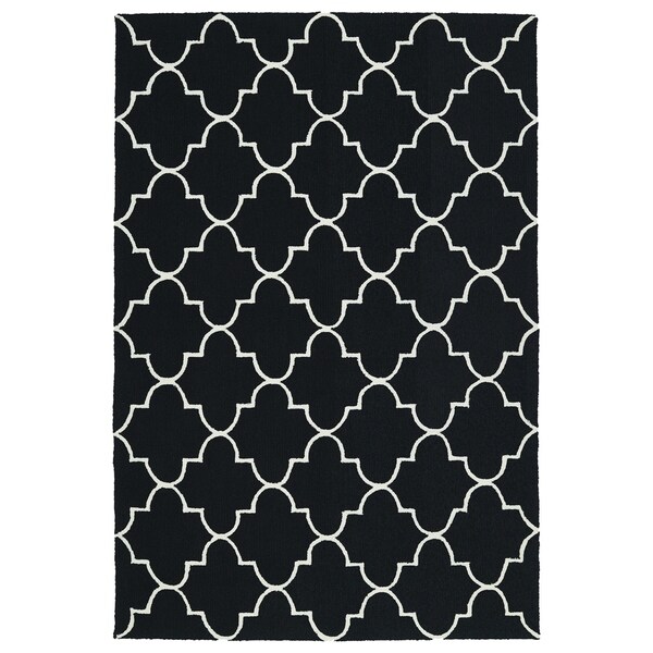 Indoor/ Outdoor Handmade Getaway Black Tiles Rug - 8' x 10'