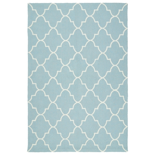 Indoor/ Outdoor Handmade Getaway Light Blue Tiles Rug - 8' x 10'