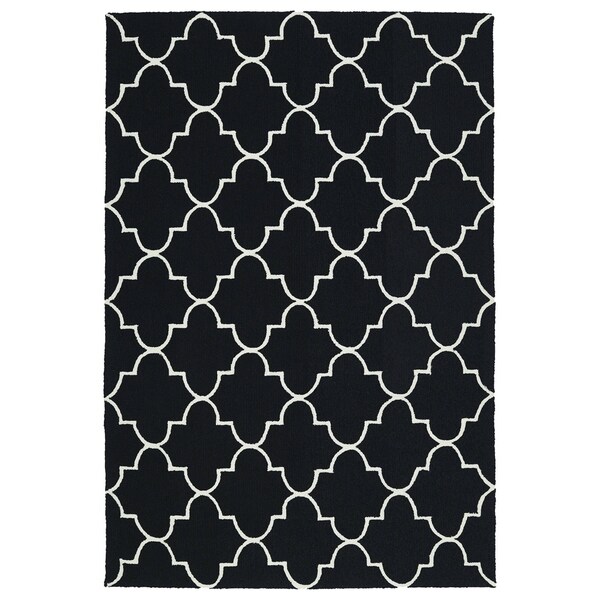 Indoor/ Outdoor Handmade Getaway Black Tiles Rug - 4' x 6'