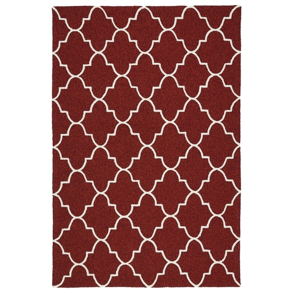 Indoor/ Outdoor Handmade Getaway Red Tiles Rug (8'0 x 10'0) - 8' x 10'