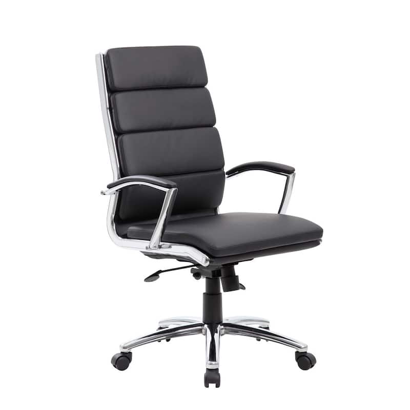 Boss CaressoftPlus Chrome Finish Executive Chair - Black