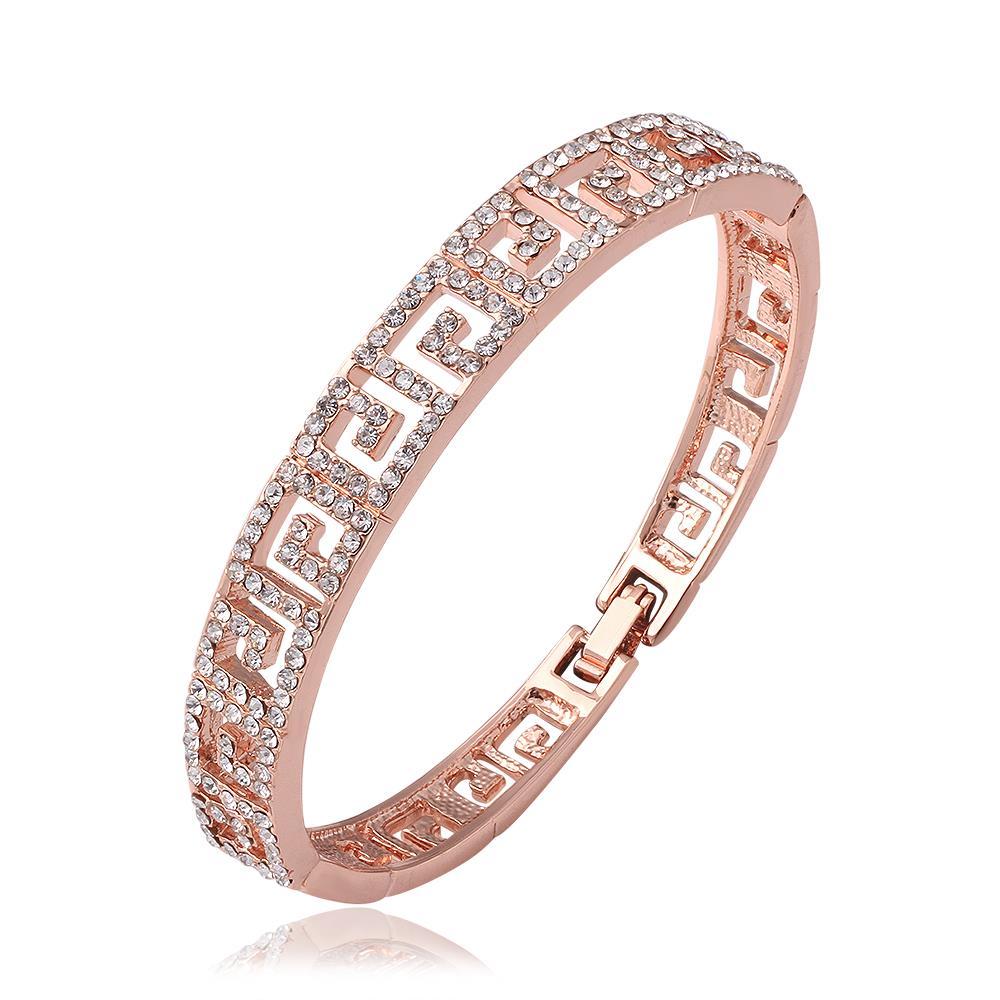 Vienna Jewelry 18K Rose Gold Design ingrained Bangle with Austrian Crystal Elements