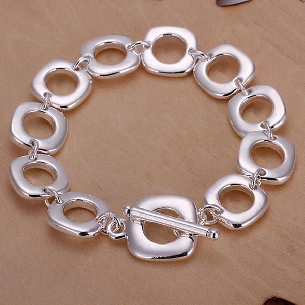 Vienna Jewelry Sterling Silver Hollow Square Surronding Bracelet