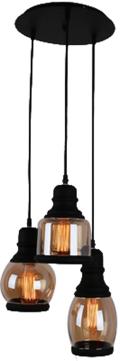 3 lights Mason Jar glass black painted pendant lamp light