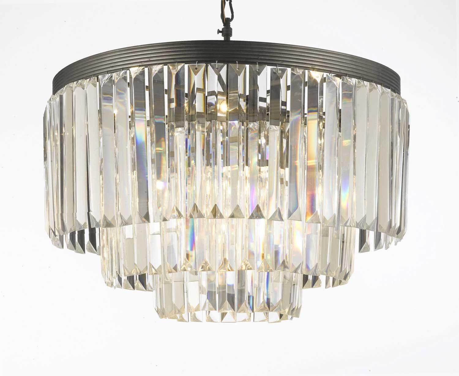 Palladium Crystal Glass Fringe 3 -Tier Chandelier Lighting