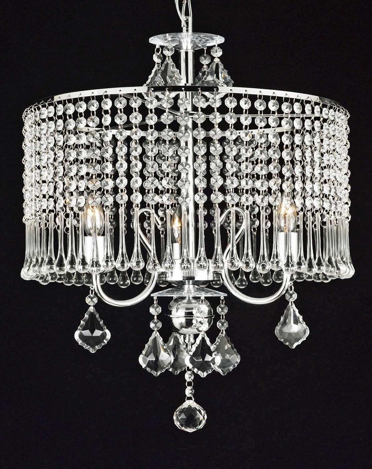 Contemporary 3 Light Crystal Chandelier Lighting With Crystal