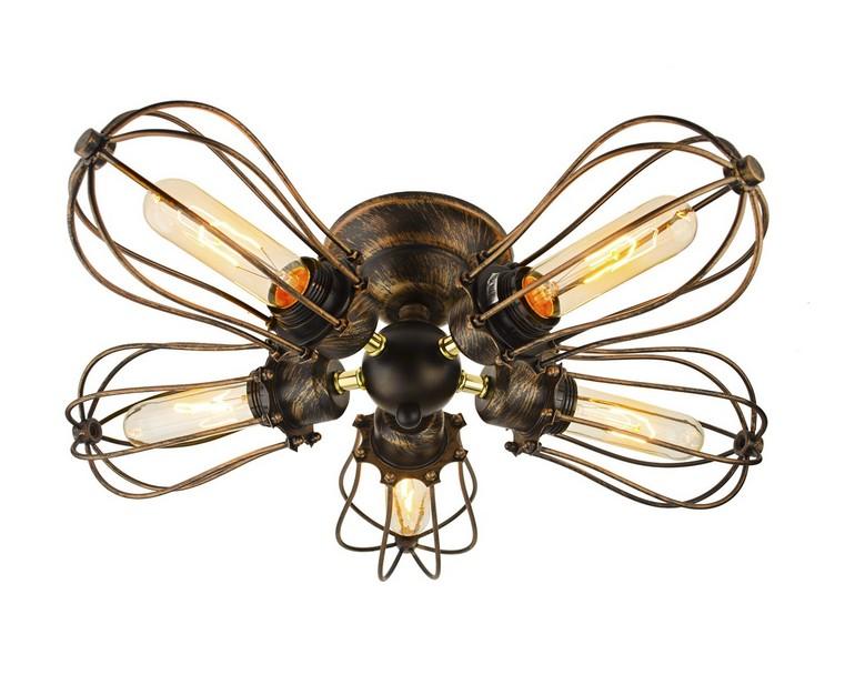 5 light vintage industrial Barn black and gold ceiling lamp light
