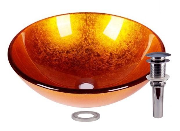 yellow glass bathroom sink