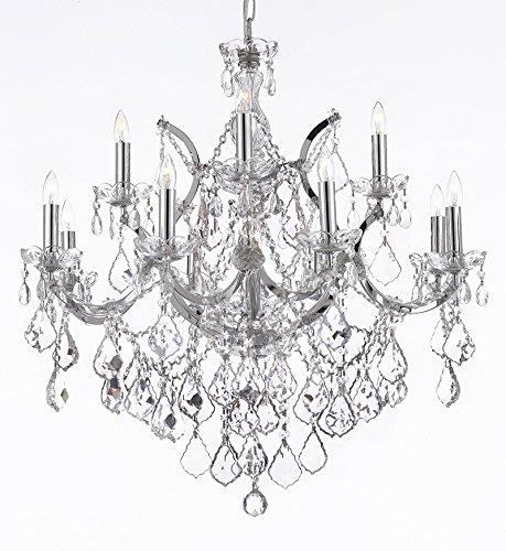 Maria Theresa Crystal Chandelier Lighting Chrome Finish H30 x W28 - Chandeliers For Bedrooms by Overstock.com