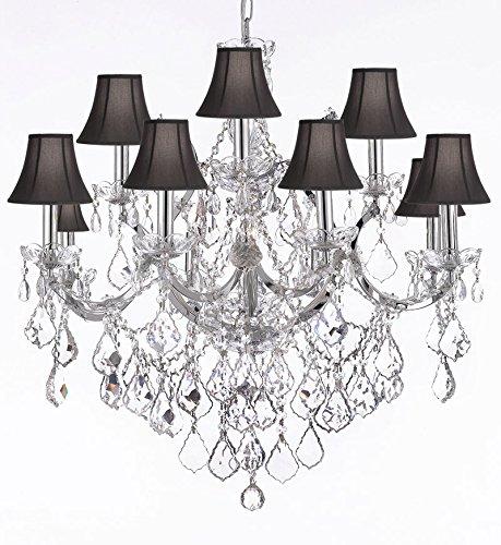 Maria Theresa Crystal Chandelier Lighting H30 x W28 Chrome Finish With Black Shades - Chandeliers For Bedrooms by Overstock.com