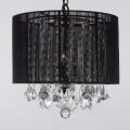 Swag Plug In Crystal Chandelier With Large Black Shade H15 x W15