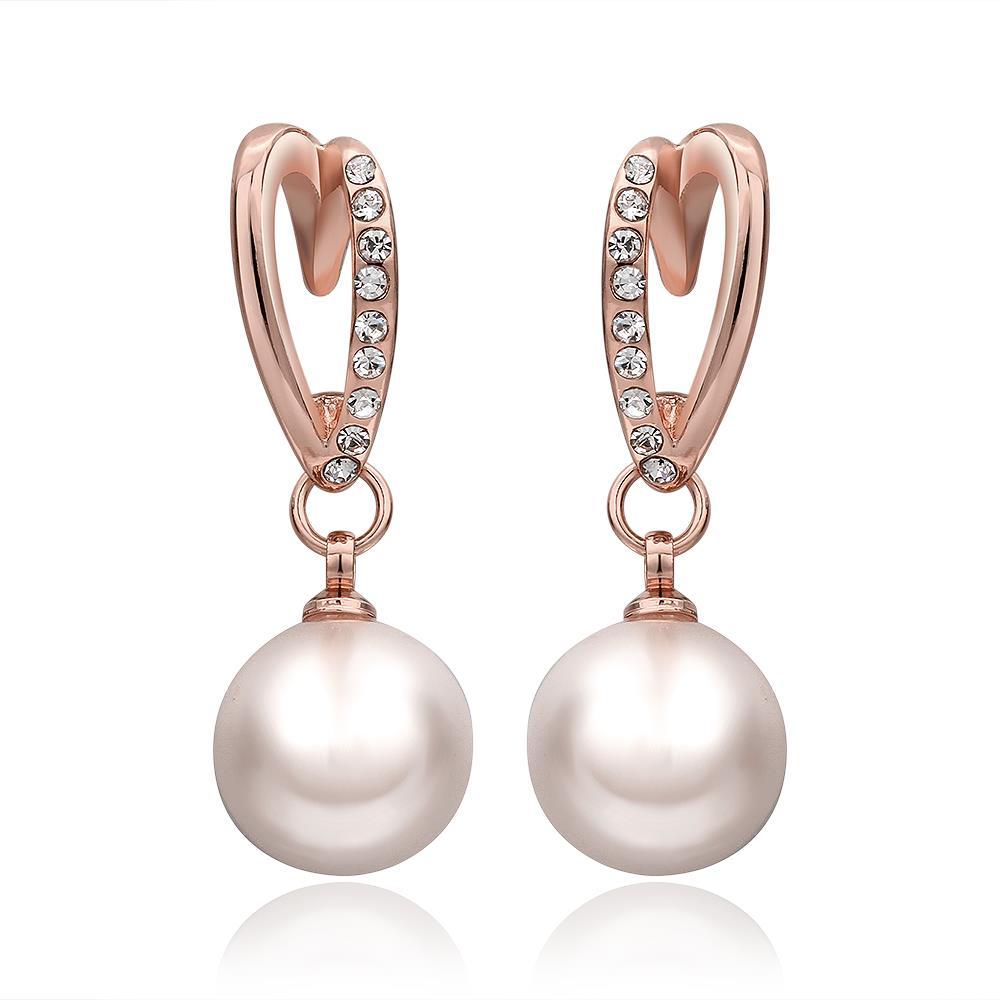 Vienna Jewelry 18k Rose Gold Clic Tiffany Inspired Drop Down Vienna Jewelry 18k Rose Gold Clic Tiffany Inspired Drop Down Earrings Made With Swarovksi Elements Only