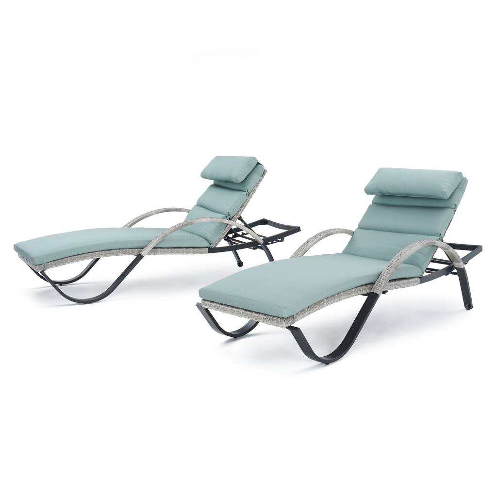 Cannes 2 Piece Sunbrella Outdoor Patio Chaise Lounges With Cushions
