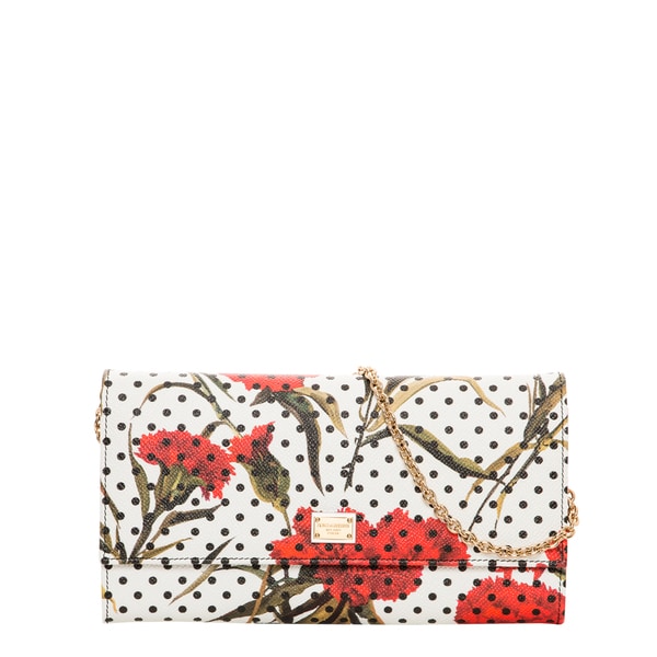 Dolce & Gabbana Dauphine Printed Leather Clutch with Chain - Free ...