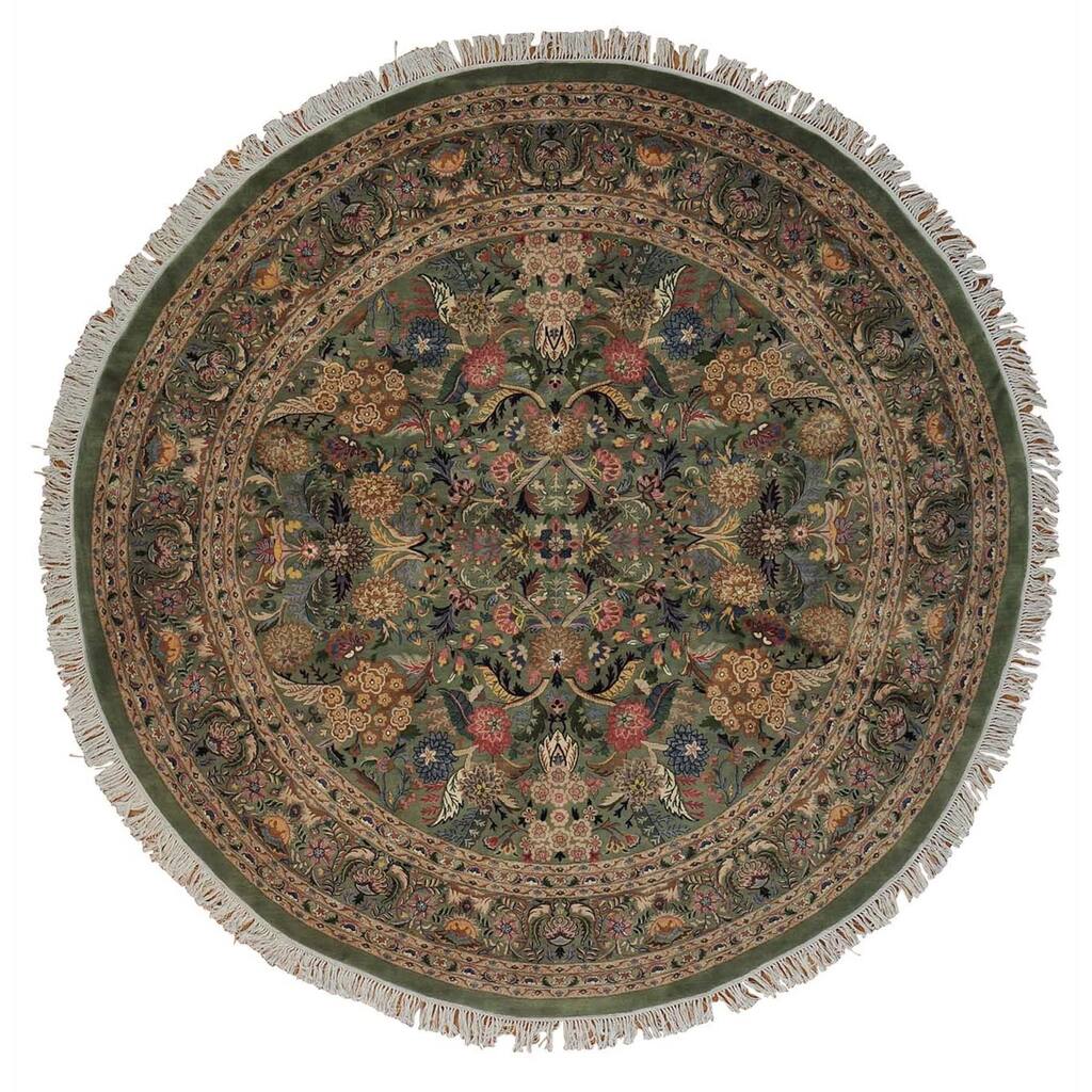 Round Pak Persian Botanical Design Oriental Rug Handmade - Overstock ...