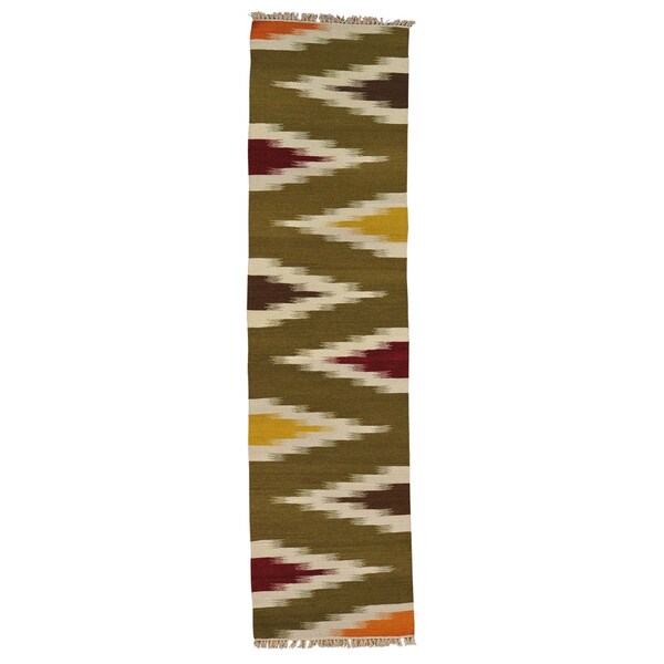 Runner Eye Dazzle Design Handmade Oriental Rug - Multi-color