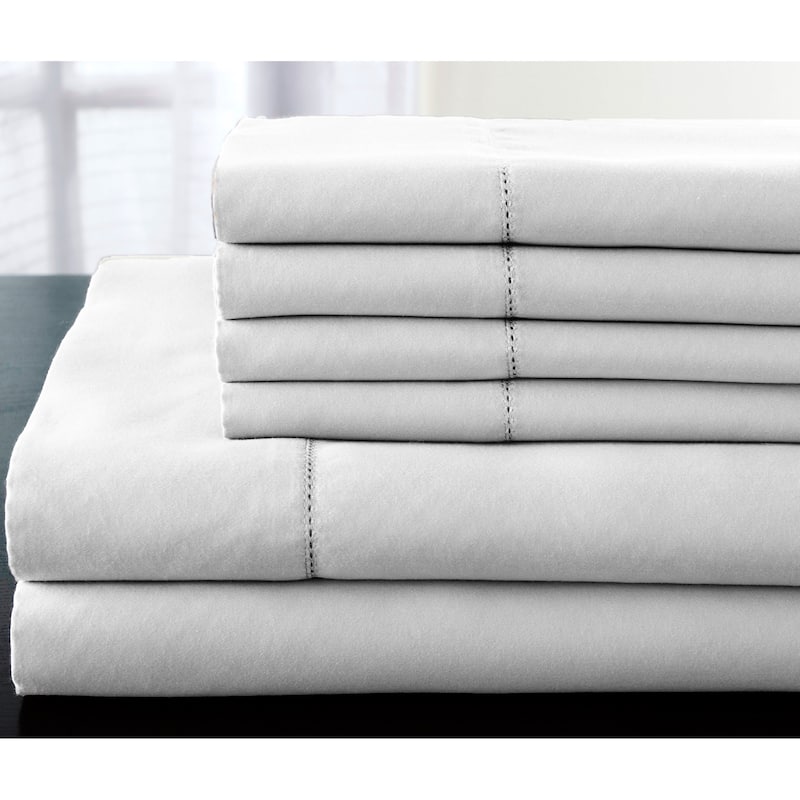 Luxury Estate 6-piece 1200TC Cotton Deep Pocket Bed Sheet Set - White - California King