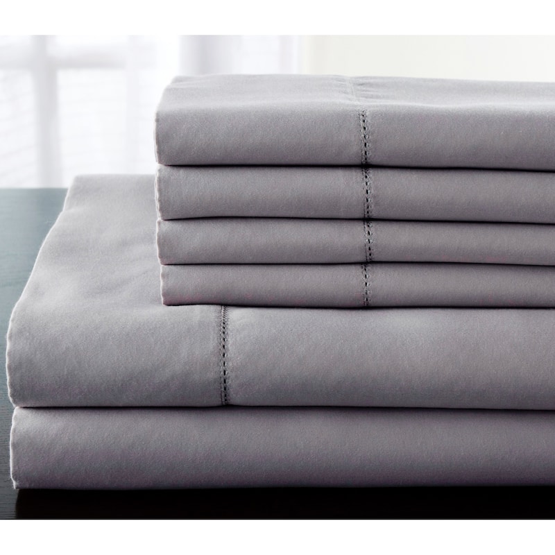 Luxury Estate 6-piece 1200TC Cotton Deep Pocket Bed Sheet Set - Silver - King