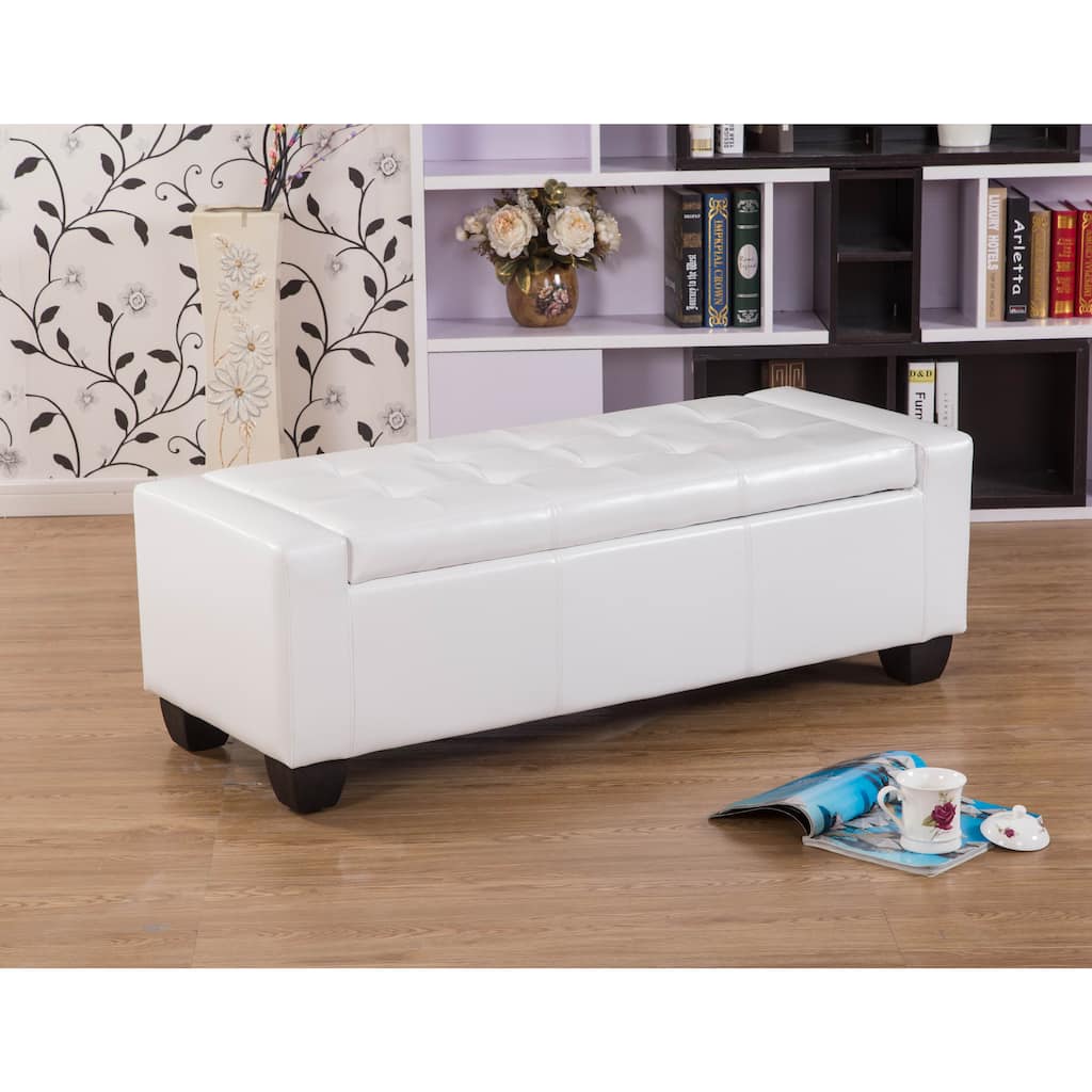 Mackenzie White 52-inch Storage Ottoman