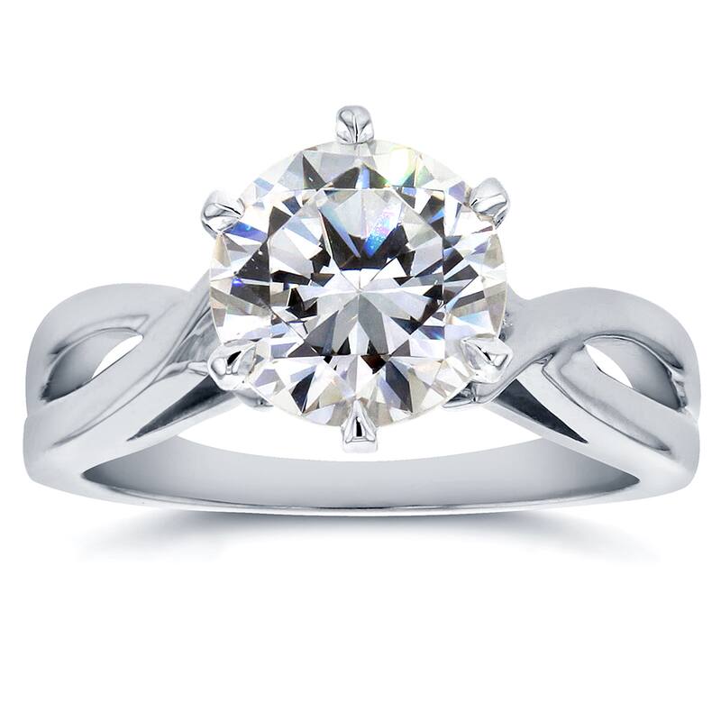 Annello by Kobelli 14k White Gold 1 7/8 Carat 6-prong Round Moissanite Solitaire Brided Shank Engagement Ring (GH/VS)