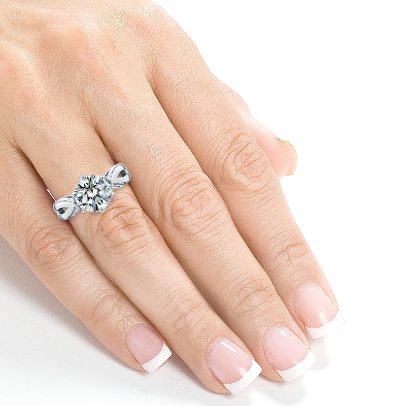Annello by Kobelli 14k White Gold 1 7/8 Carat 6-prong Round Moissanite Solitaire Brided Shank Engagement Ring (GH/VS)