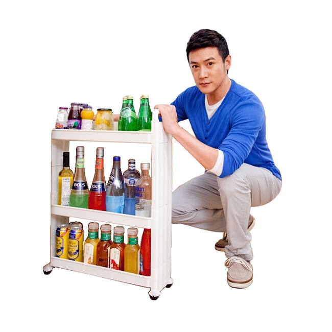 Three Shelf Movable Storage Rack