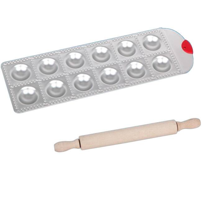 Aluminum Round Ravioli Maker with Rolling Pin