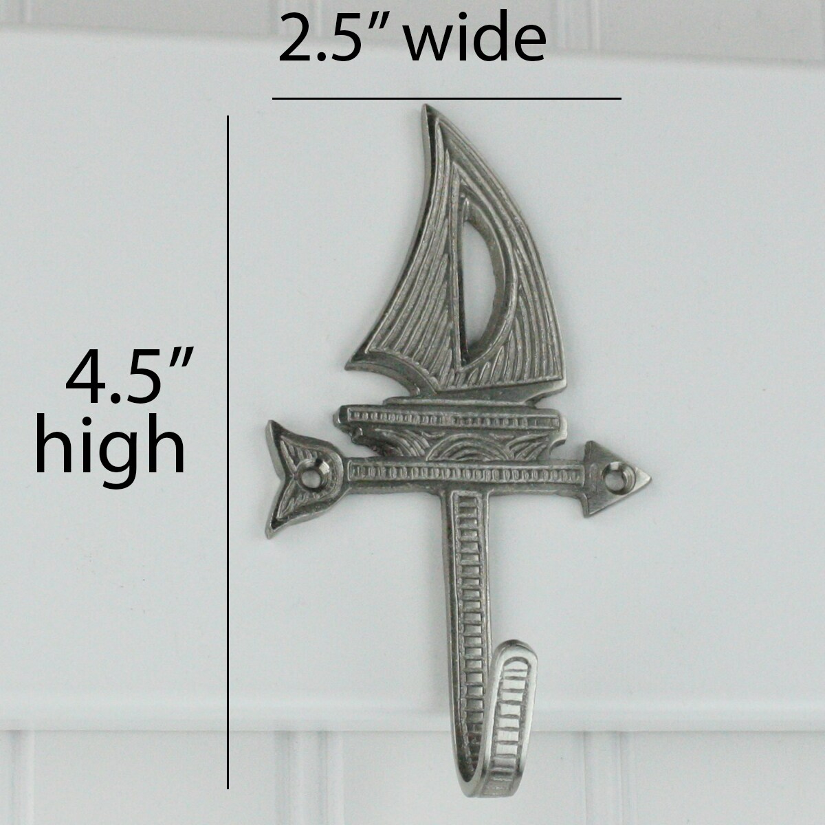 Highpoint Collection Satin Nickel Plated Sailboat Wall Hooks - Set of