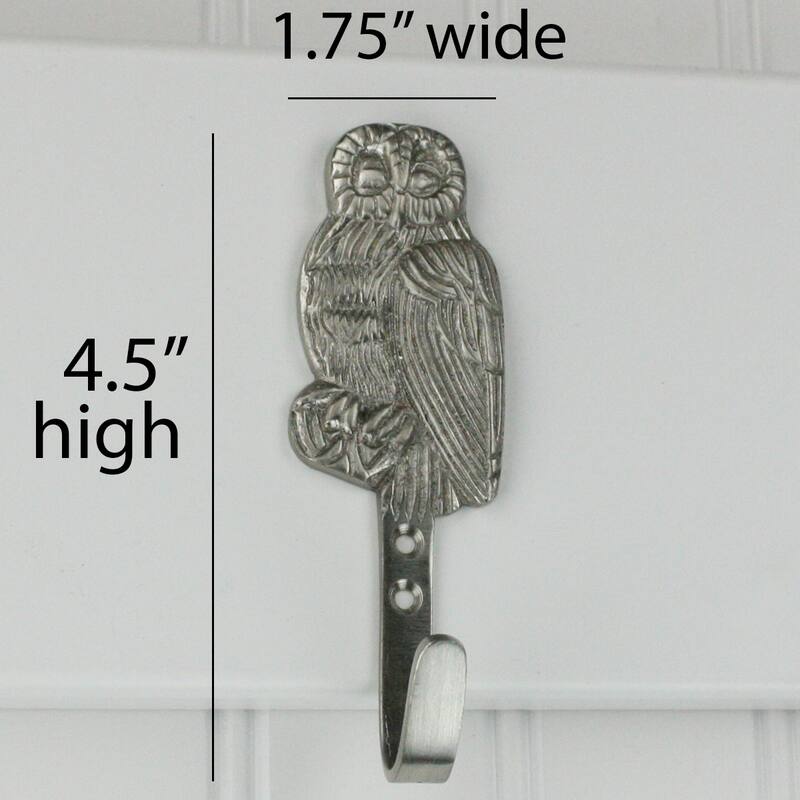 Highpoint Collection Satin Nickel Plated Owl Wall Hooks - Set of 4
