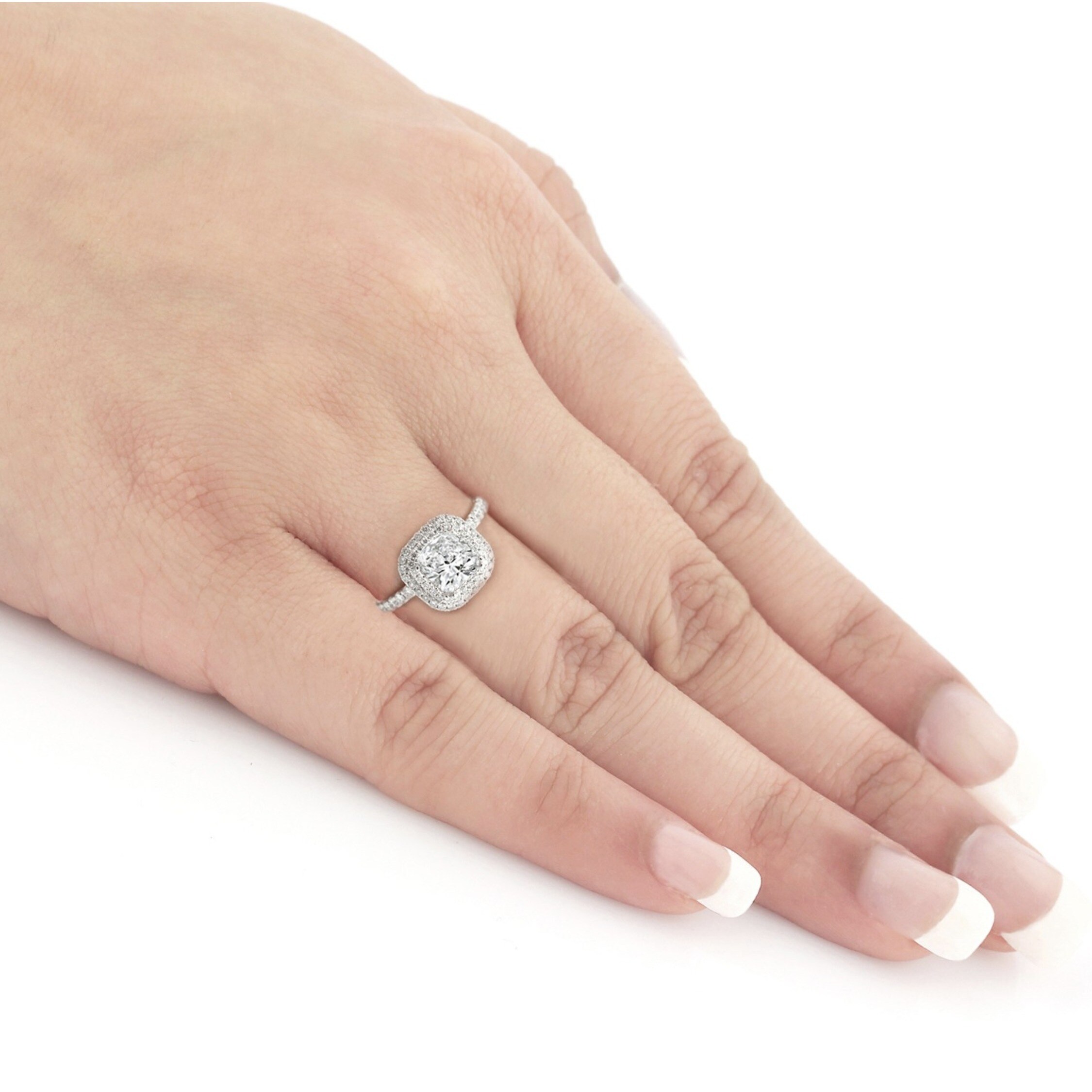 Shop Auriya 18k White Gold 3ct Tdw Certified Cushion Cut Diamond