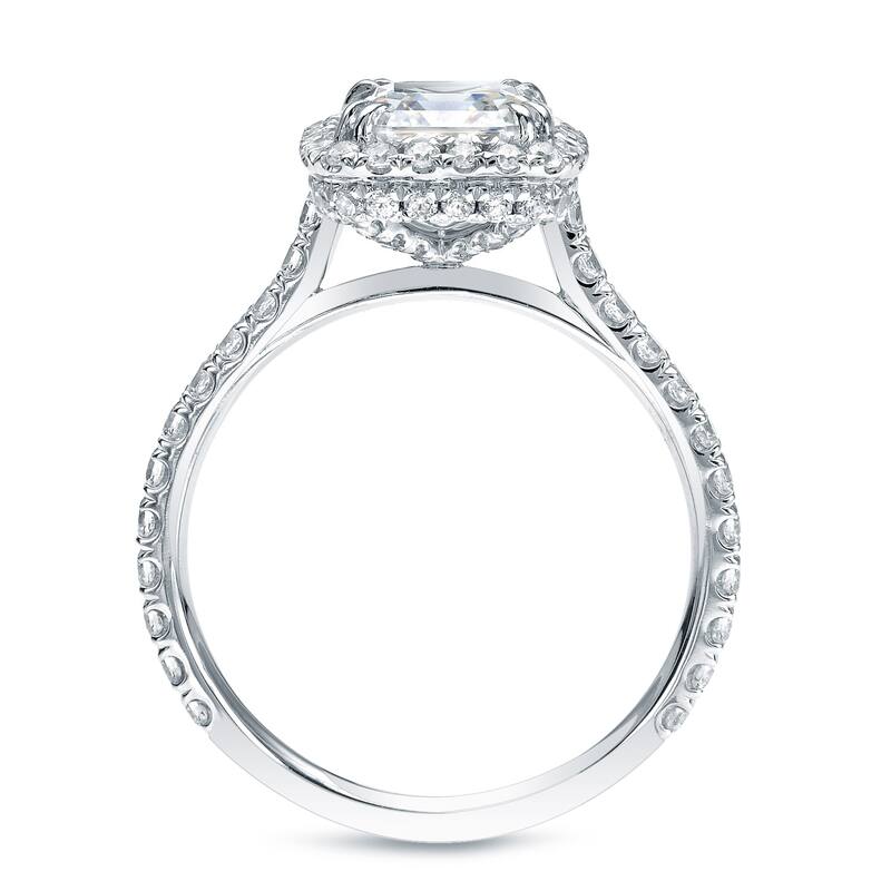 Auriya 18k Gold 2 carat TW Cushion-cut Halo Diamond Engagement Ring