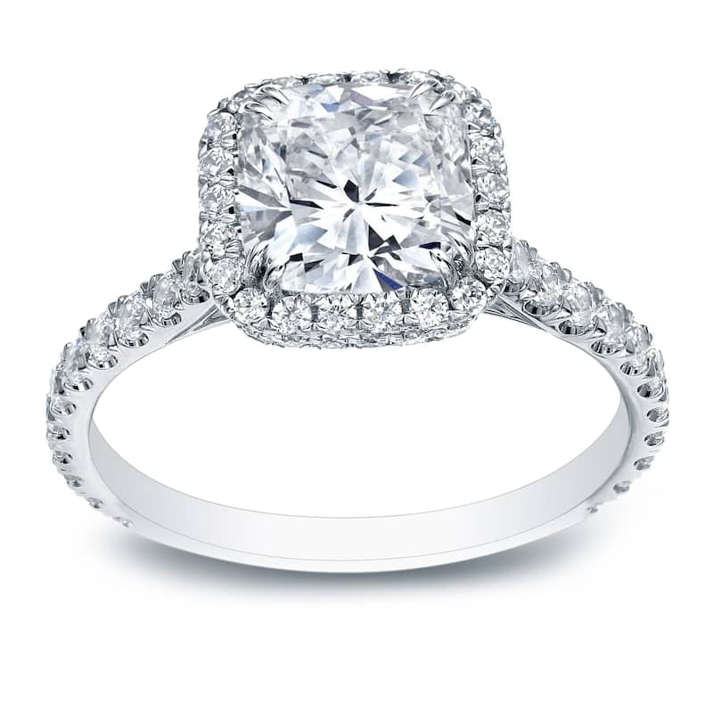 Auriya 18k Gold 2 carat TW Cushion-cut Halo Diamond Engagement Ring - 5