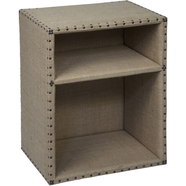 Shop Hilda Burlap and Nailhead Trim Side Table Free Shipping Today