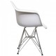 preview thumbnail 3 of 3, Contemporary Retro Molded Style White Accent Plastic Dining Armchair with Steel Eiffel Legs