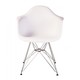 preview thumbnail 2 of 3, Contemporary Retro Molded Style White Accent Plastic Dining Armchair with Steel Eiffel Legs