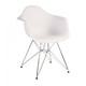 preview thumbnail 1 of 3, Contemporary Retro Molded Style White Accent Plastic Dining Armchair with Steel Eiffel Legs