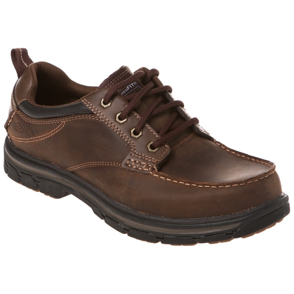 Skechers USA 64262 Relaxed Fit Leather Moc Toe Lace Up Gel-infused ...