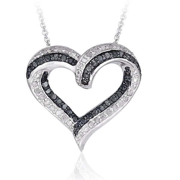 DB Designs Silvertone 1/2ct TDW Diamond Open Heart Necklace