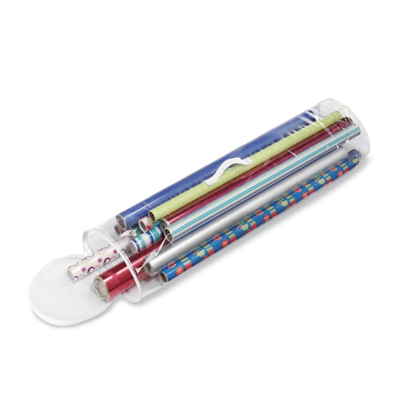 Whitmor Clear Gift Wrap Organizer - Zippered Storage for 25 Rolls
