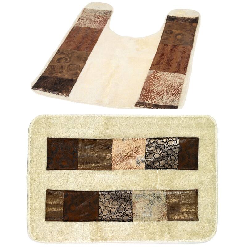 Animal Print Faux Leather Bath and Contour Rugs