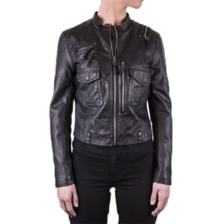 Womens Perforated Faux Leather Jacket   17244231   Shopping